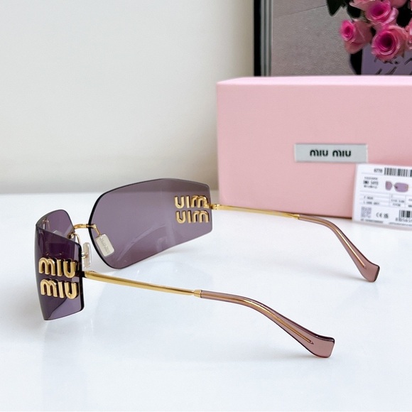 Miu Miu Sunglasses with Gold Frame and Purple Lenses main image 6